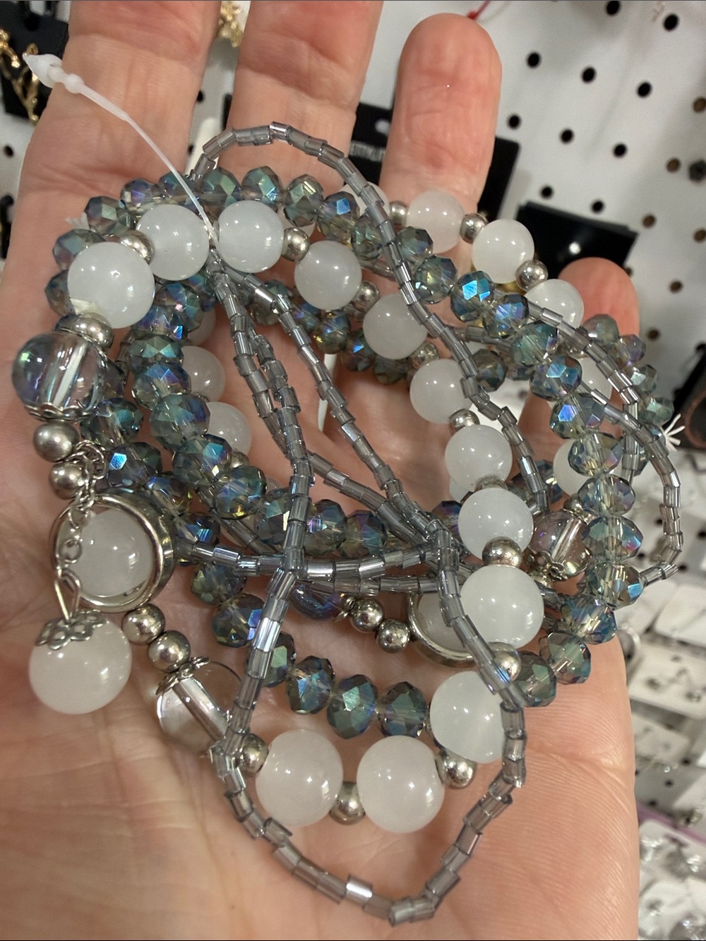 NEW glass cateye beaded stretch bracelets set
